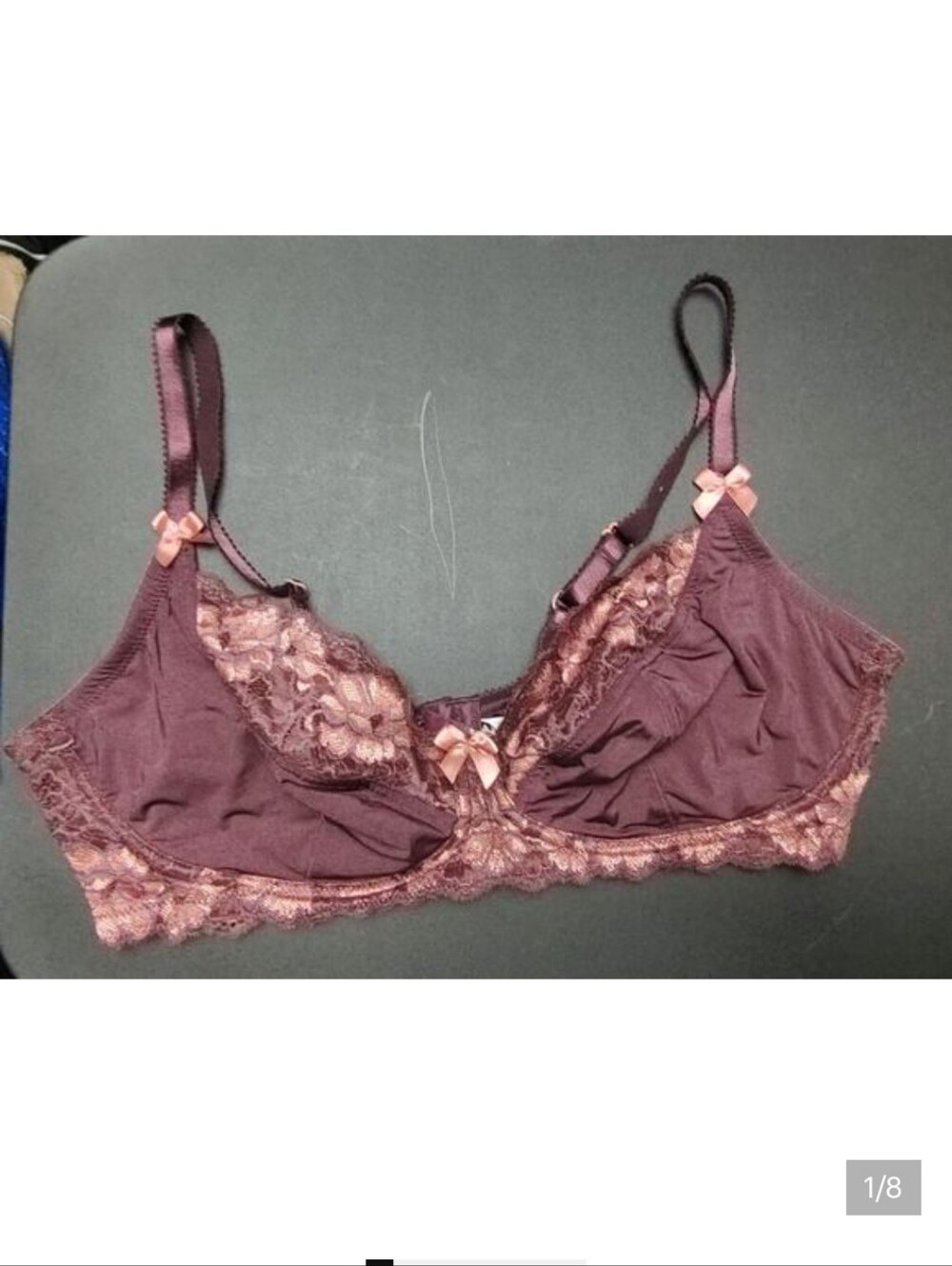 Adore Me Purple Pink Lace Bow Accent Unlined Wireless Sexy Balconette Bra 42C